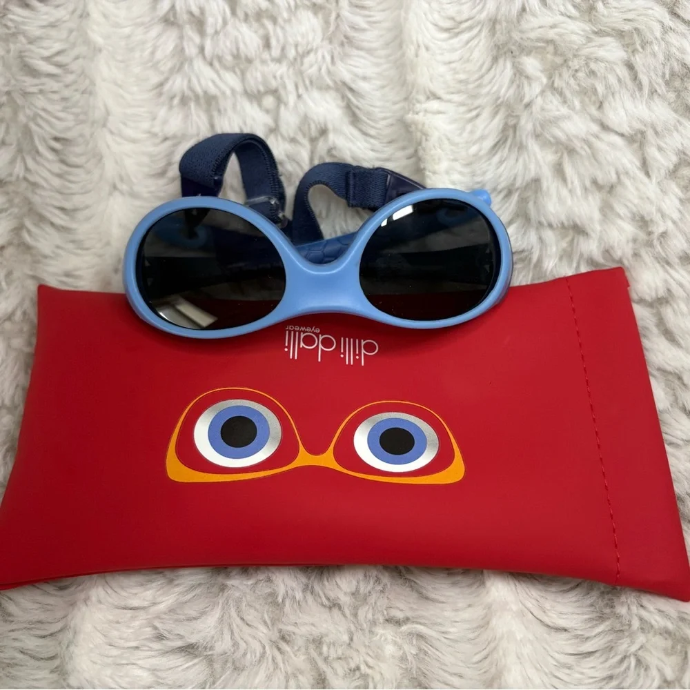 Blue Kids Sunglasses with Red Case